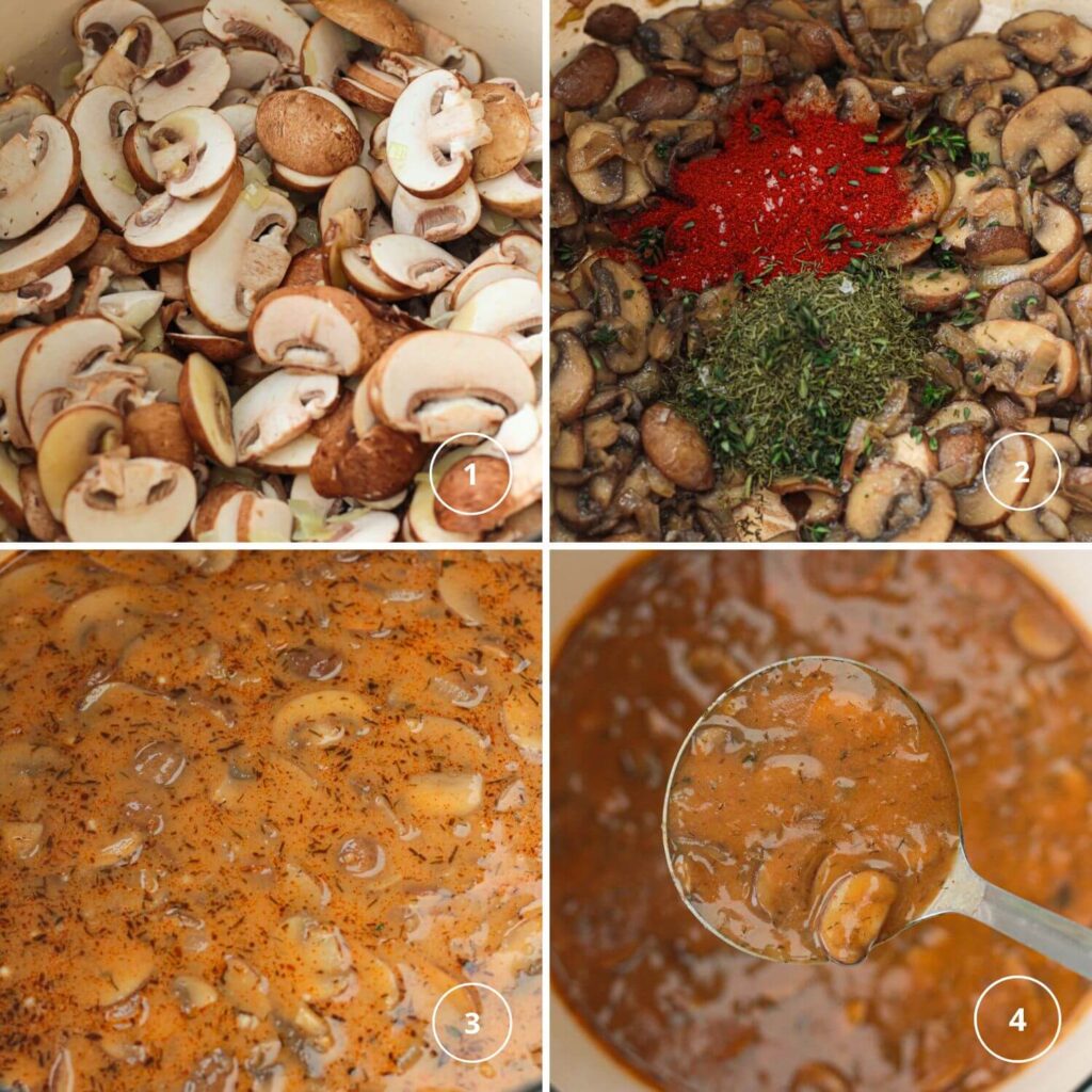 Hungarian mushroom soup step by step