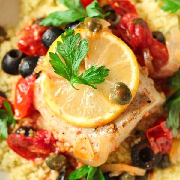 Mediterranean Baked Cod with Cherry Tomatoes and Olives