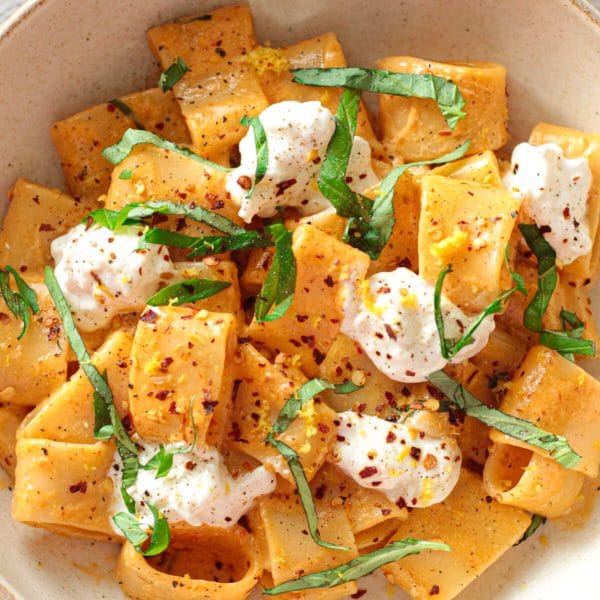 creamy nduja pasta with burrata