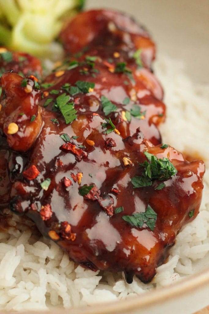 air fryer sticky maple chicken thighs