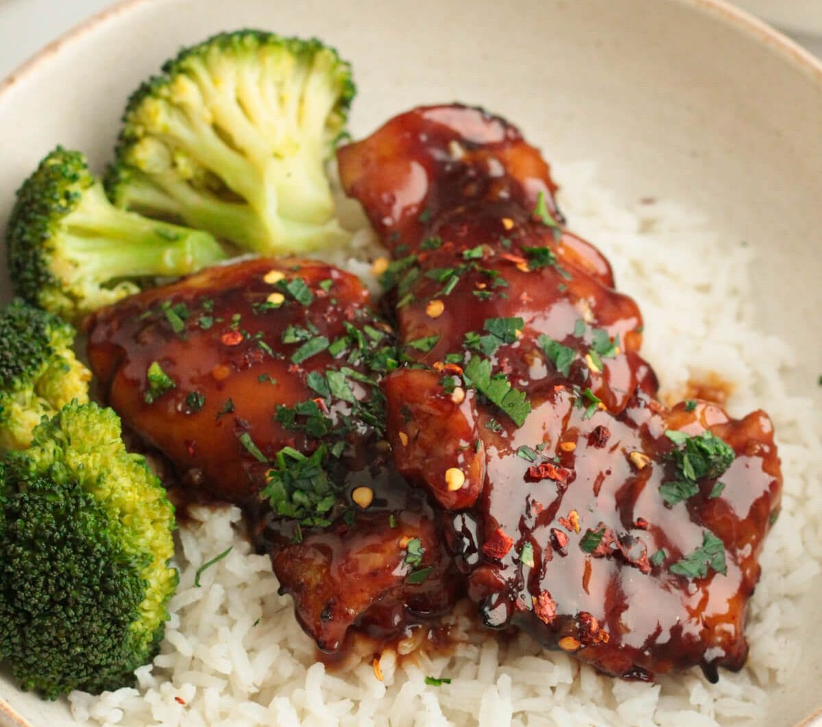 Air Fryer Sticky Maple Chicken Thighs