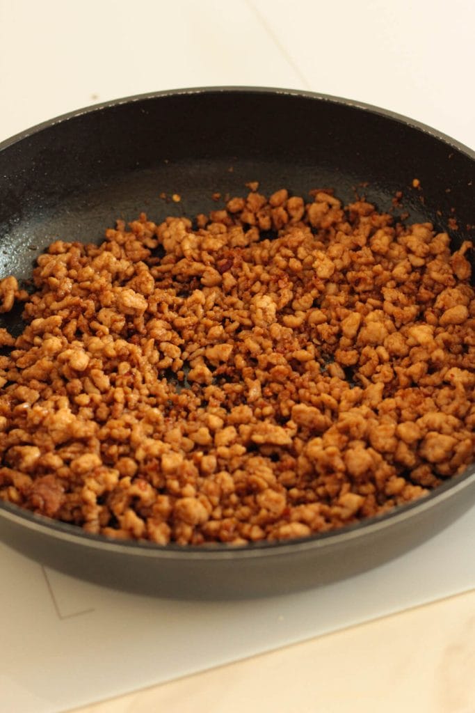 step 1: cook chicken for spicy miso chicken noodles