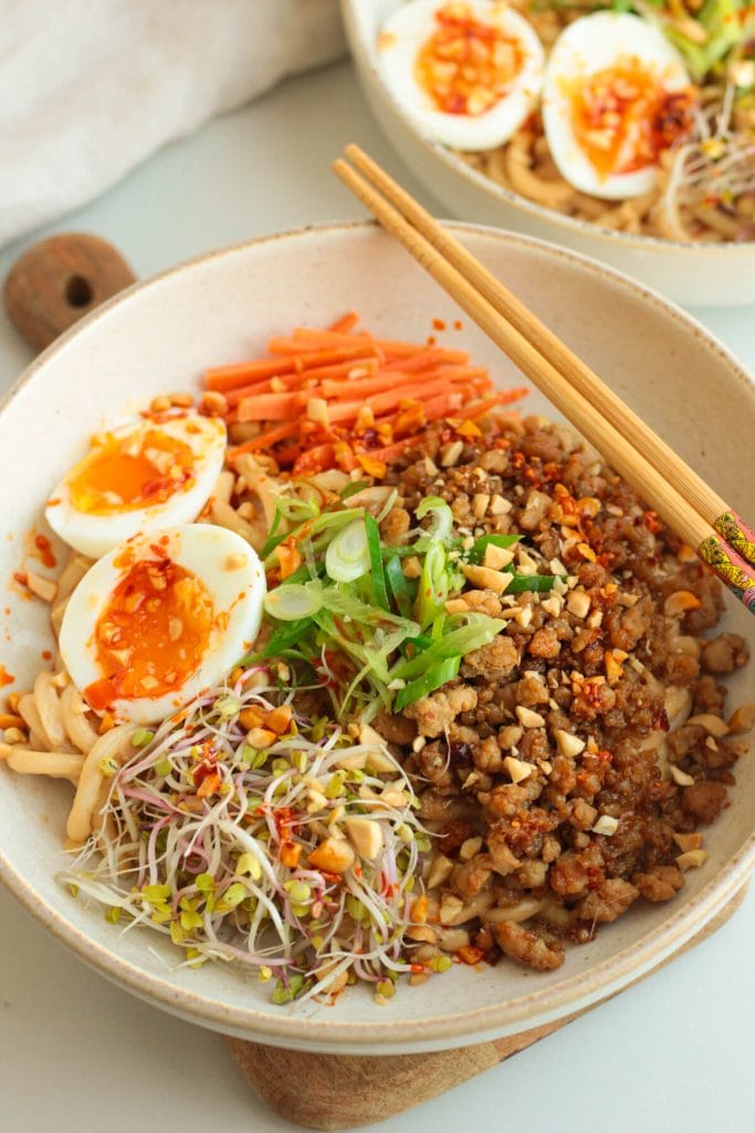 spicy miso chicken noodles