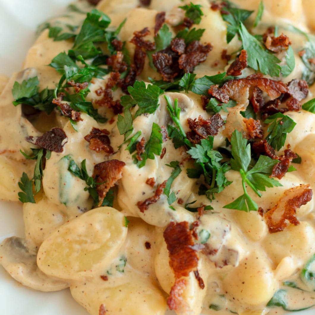 Creamy Bacon Mushroom Gnocchi