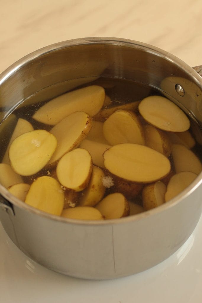 potatoes in a pot