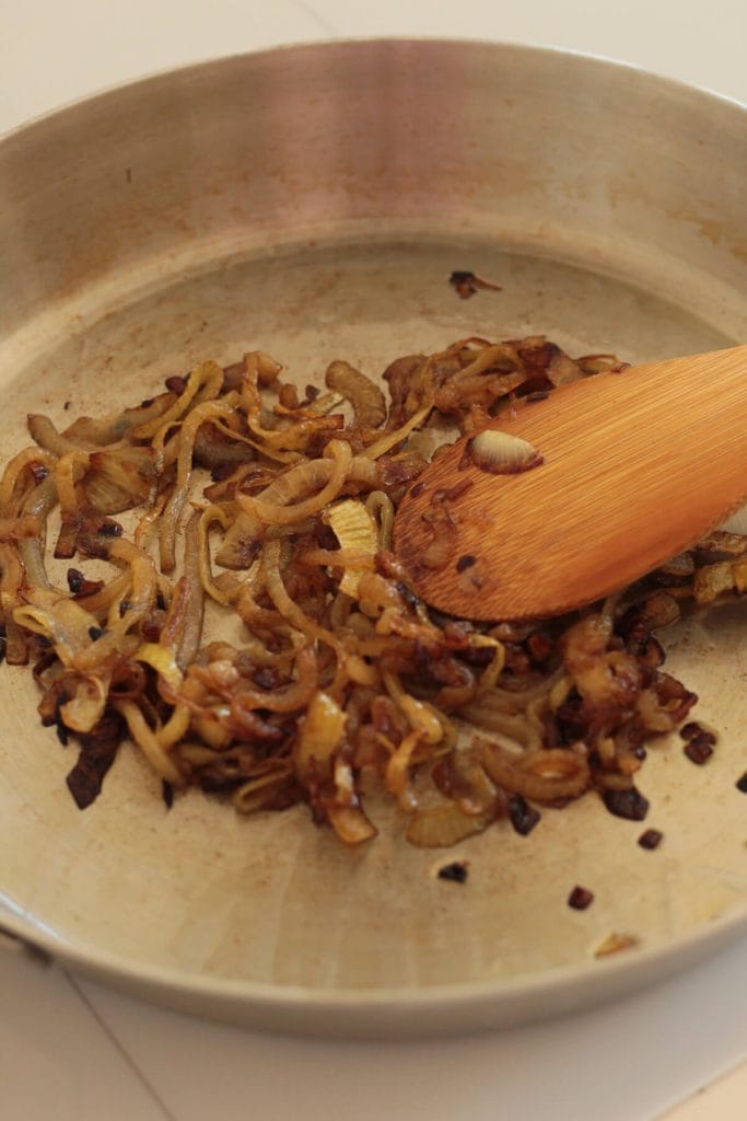 caramelized onions in a pan