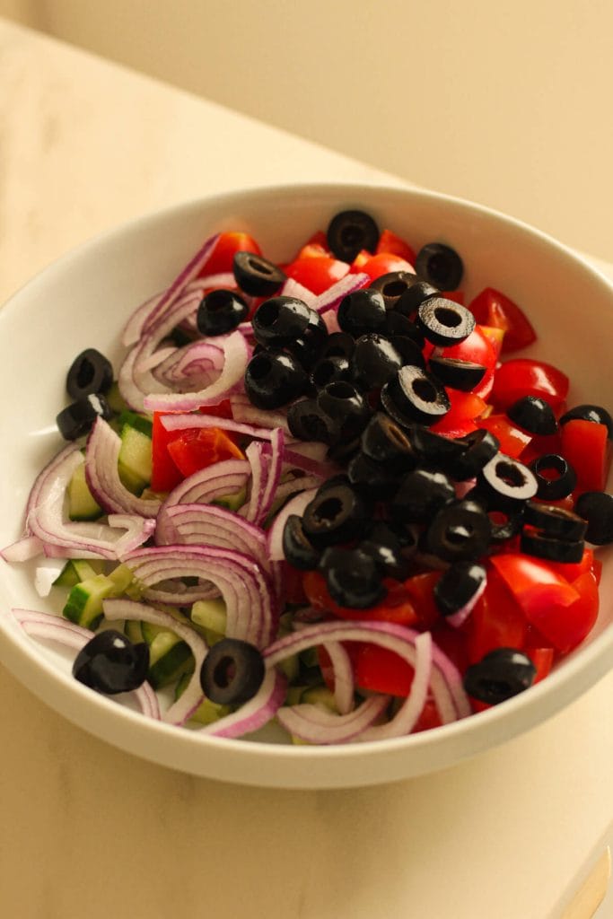 Greek salad in a bowl