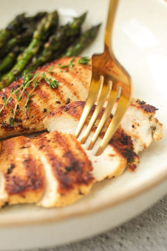 chicken breast slices on a plate